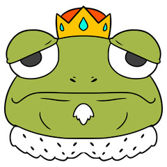 king frog illustration hand drawn isolated vector