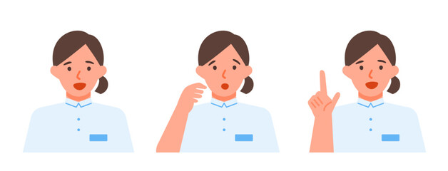 Working Woman. Concept for Problem Solving. Woman cartoon character. People face profiles avatars and icons. Close up image of Problem Solving Woman.