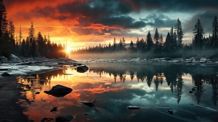 Naklejka premium beautiful nature landscape panoramic photo