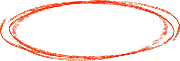 A vibrant orange oval frame, hand-drawn with a textured effect.