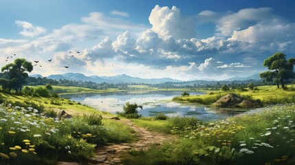 Fototapeta premium beautiful nature landscape panoramic photo