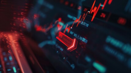 Red Arrow Down on Stock Market Chart