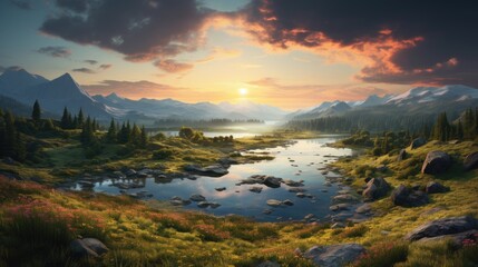 Fototapeta premium beautiful nature landscape panoramic photo