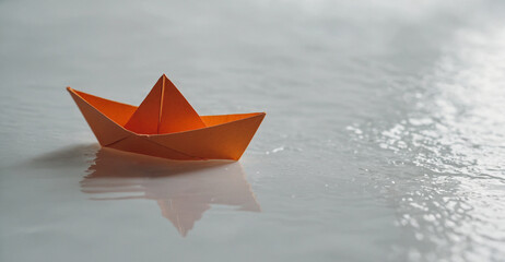 Obraz premium paper boat folds on white floor