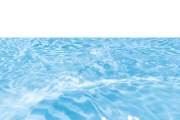 Blue water with ripples on the surface. Defocus blurred transparent blue colored clear calm water surface texture with splashes and bubbles. Water waves with shining pattern texture background.