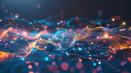 Obraz premium Abstract Digital Wave with Glowing Particles