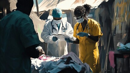 doctors, nurses, and medical staff attending to patients in crisis zones or under-resourced areas, world humanitarian day