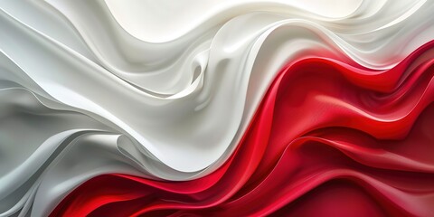 Obraz premium Abstract white and red wavy fabric background.