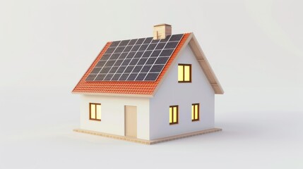 House with Solar Panels on Roof