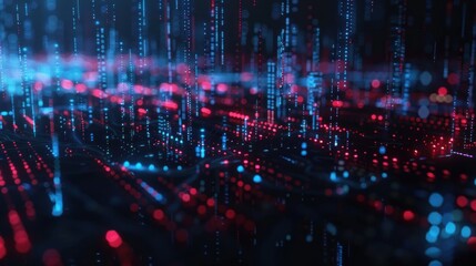 Abstract Digital Cityscape with Neon Lights