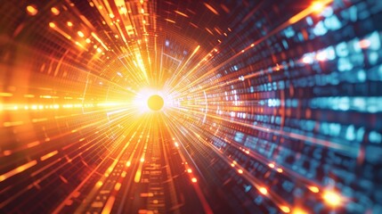 Obraz premium Digital Tunnel of Data and Light