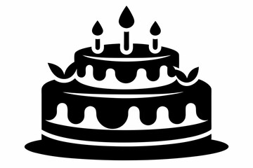 
Birthday cake vector silhouette, birthday cake icon
