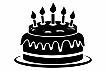
Birthday cake vector silhouette, birthday cake icon
