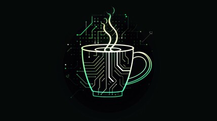 Digital Coffee Cup with Circuitry Design