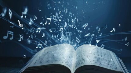 Musical Notes Erupting From an Open Book
