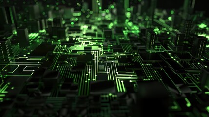 Obraz premium Abstract Circuit Board Cityscape
