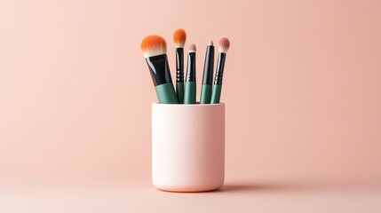 Compact brush holder in vibrant colors, ergonomic shape, durable plastic, interchangeable compartments, practical and chic