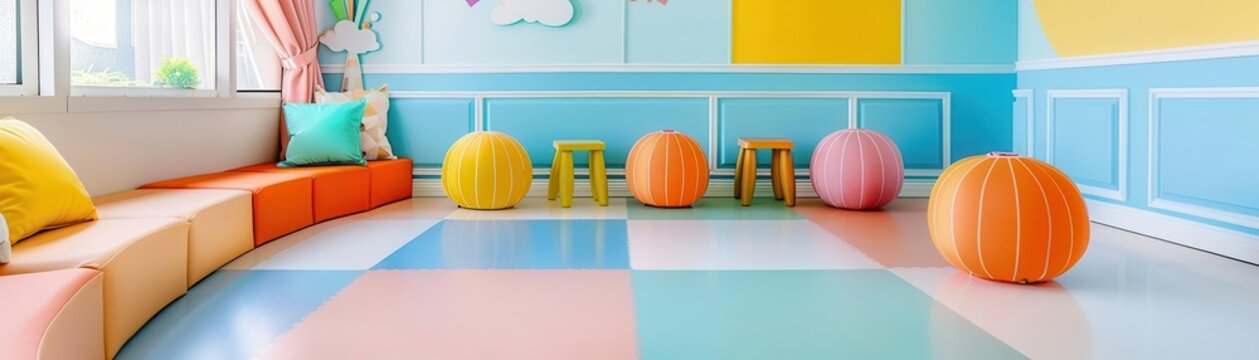 Study flat design front view classroom theme animation vivid