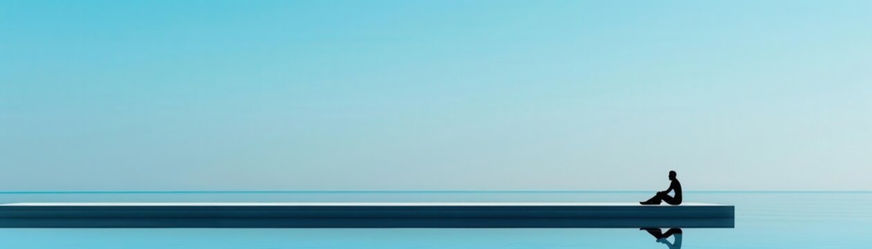 Nobody flat design side view loneliness theme water color Split-complementary color scheme