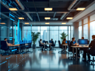 interior of technology and data analysis and cyber security business business office