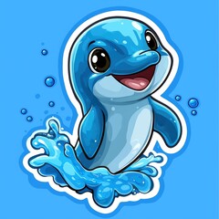 Cartoon Dolphin Jumping Out of Water