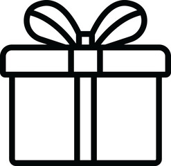 Gift Box Line Icon on Transparent Background, Gift Box Icon for Websites, Present icon, Gift Box With Ribbon Bow.