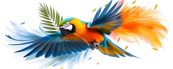 Abstract representation of parrot's colorful plumage using simple stripes. minimalist parrot,