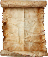 Fototapeta premium A weathered, rolled-up parchment with burnt edges. Perfect for adding a vintage touch to your projects.