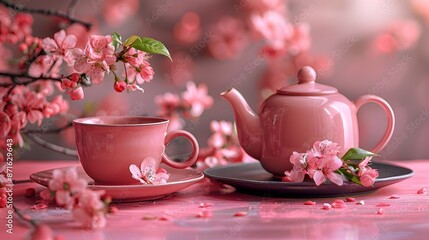 Fototapeta premium cup of tea with flowers