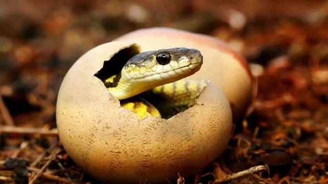 a snake hatching from an egg
