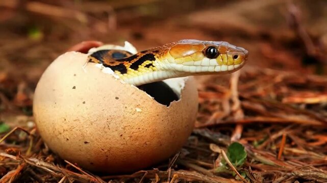 a snake hatching from an egg