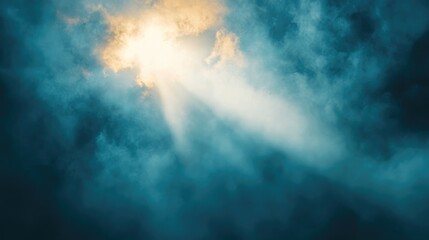Obraz premium Abstract depiction of sunlight breaking through a dense fog, representing the emergence of faith and clarity