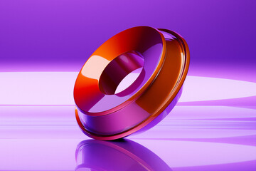 Abstract dynamic shape with ilghting smooth edges, sides. 3D illustration and rendering. Elegant line background.