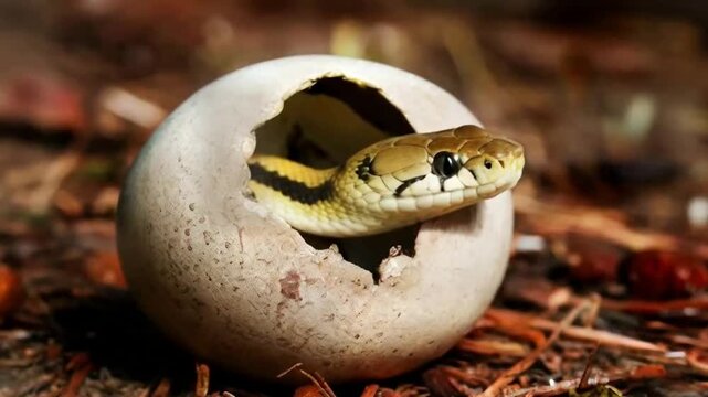 a snake hatching from an egg