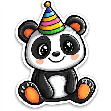 recommend clip art: Adorable Panda Bear Wearing a Birthday Hat