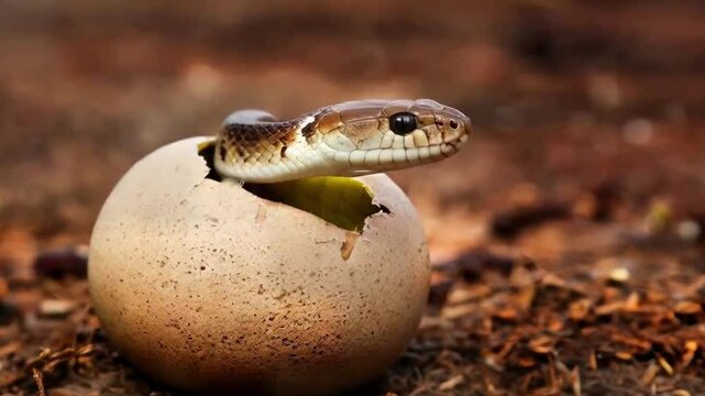a snake hatching from an egg