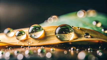 Macro Raindrops on Vibrant Green Leaves