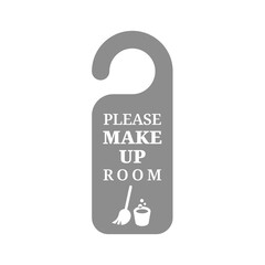 Please make up room vector icon. Clean room hanger for hotel or motel rooms.
