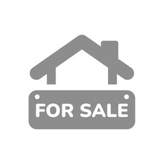 House for sale vector icon. House hunting, real estate symbol.