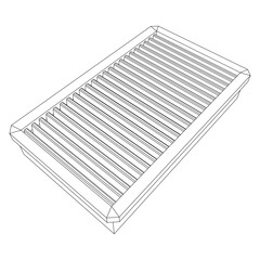 Car engine air filters. Auto spare part. Car care service maintenance. Wireframe low poly mesh vector illustration.