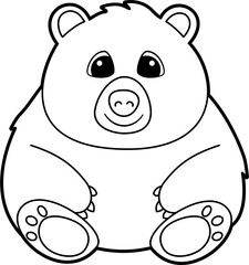 Cute bear coloring outline vector