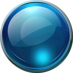 A glossy blue button with a silver border, perfect for adding a modern touch to your website or app.