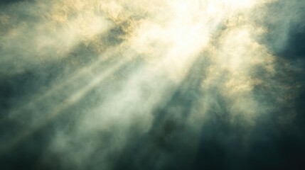 Fototapeta premium Abstract rays of sunlight filtering through fog, evoking the sense of divine guidance and the strength of faith