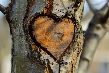 Love carved in nature: a heart on a tree generative ai