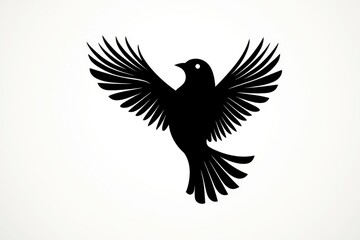 Fototapeta premium Black Silhouette of a Bird in Flight