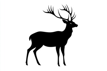 Fototapeta premium Black Silhouette of a Stag with Antlers