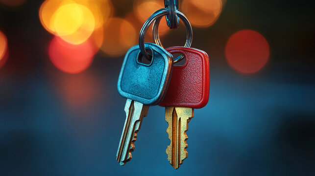 car dealer hands over a vehicle key to a customer in a modern showroom, symbolizing trust, successful transactions, and new beginnings. The focus is on the key, representing ownership and freedom