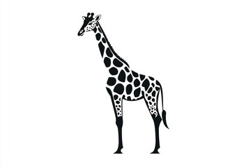 Fototapeta premium Black and White Giraffe Silhouette
