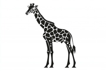 Naklejka premium Black and White Silhouette of a Giraffe