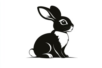 Obraz premium Black and White Rabbit Illustration